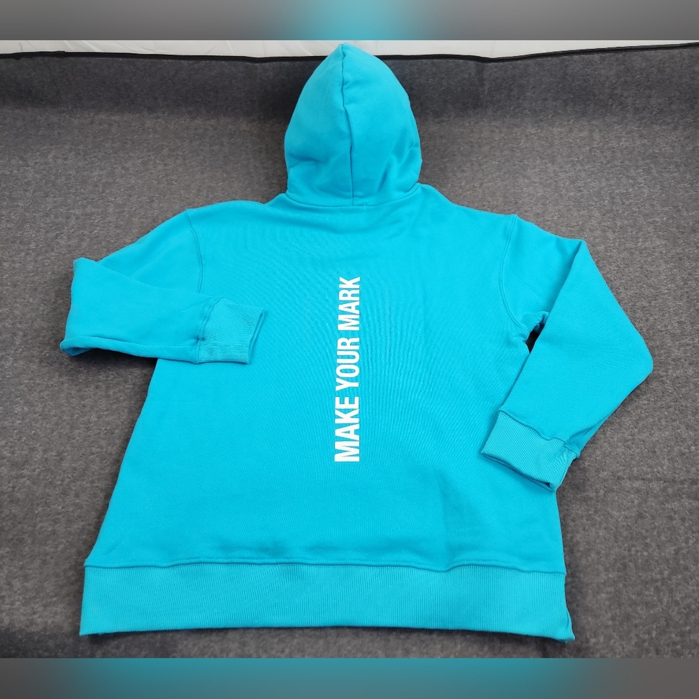 Peloton Hoodie Womens Large Turquoise Pullover Heavyweight 100% Cotton - Picture 3 of 8